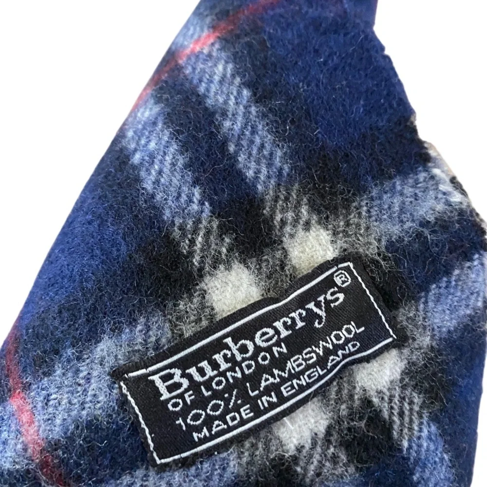 💚SOLD💚Vintage Burberry London Scarf Blue Nova Check Lambswool Unisex - Picture 4 of 6